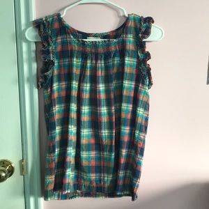 Girls short sleeved plaid shirt